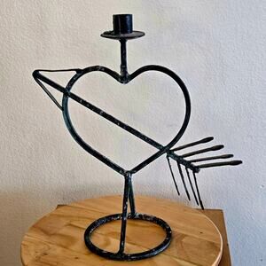Iron Heart & Arrow Vintage Witchy Candlestick Holder